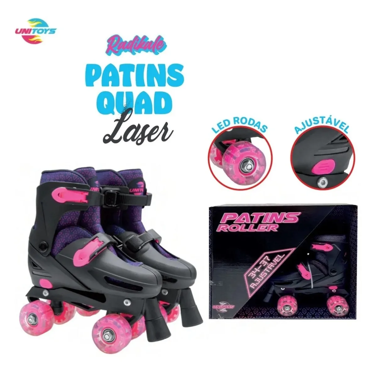 Patins Unitoys Quad Rosa