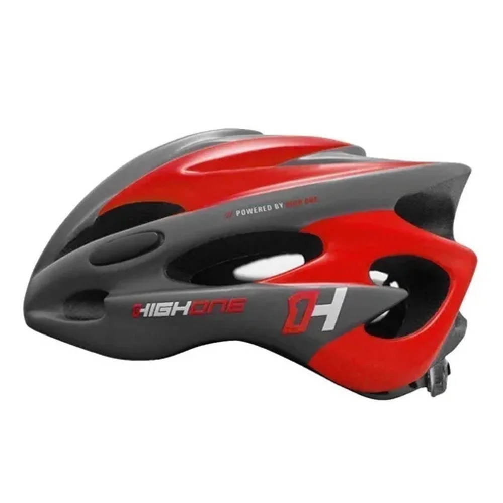 Capacete Bike High One Volcano Cinza e Vermelho Com Led - G