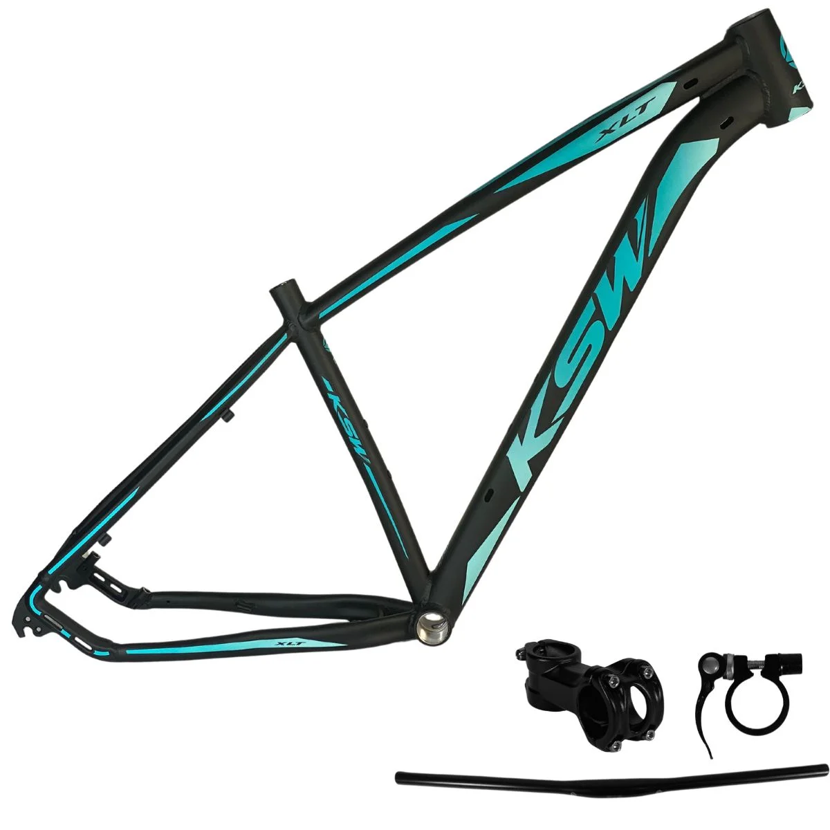 Quadro de Bicicleta 29 KSW XLT 400 Preto Fosco e Azul - T17