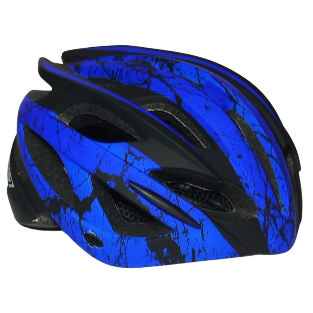 Capacete Bike Garra7 X-29 Preto e Azul Com Led - M
