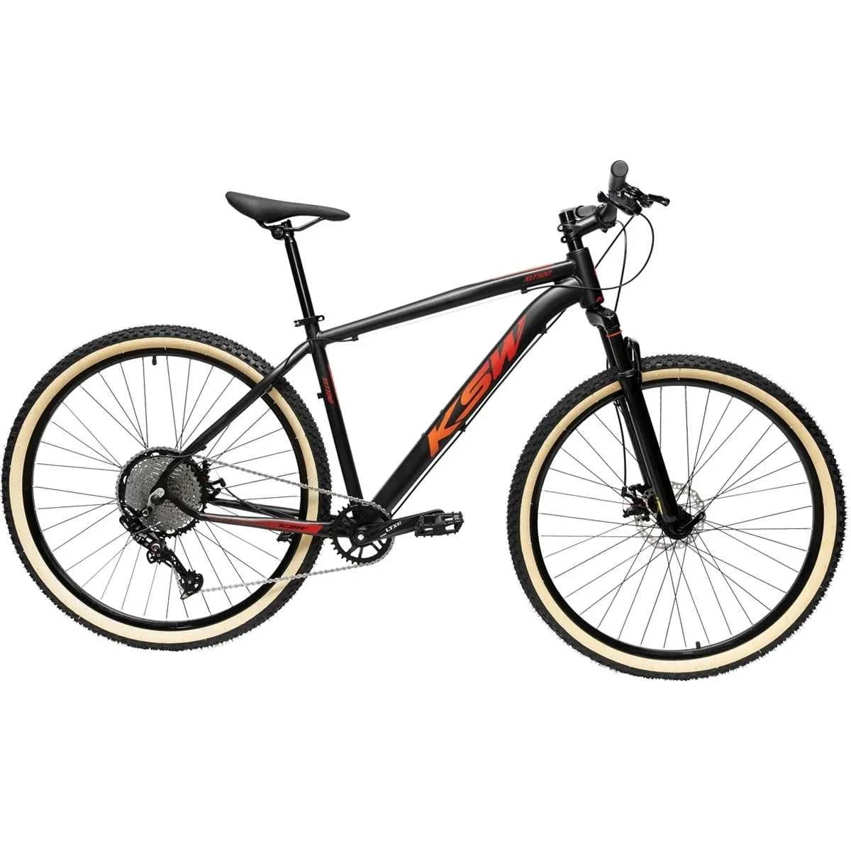 Bicicleta Aro 29 Ksw 12 Velocidades Freio a Disco Preto Laranja Vermelho - T-19