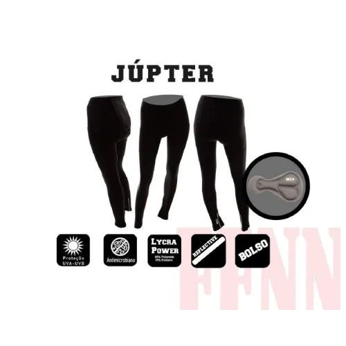Calça Ciclismo Masculina Fennix Preto Bolso e Ziper - G