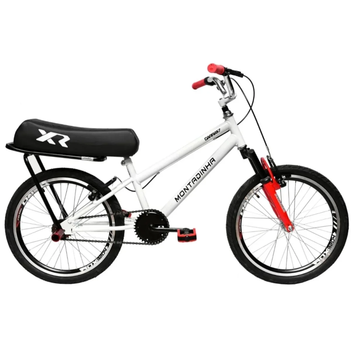 Bicicleta Aro 20 Garra7 Montadinha Branca e Vermelha