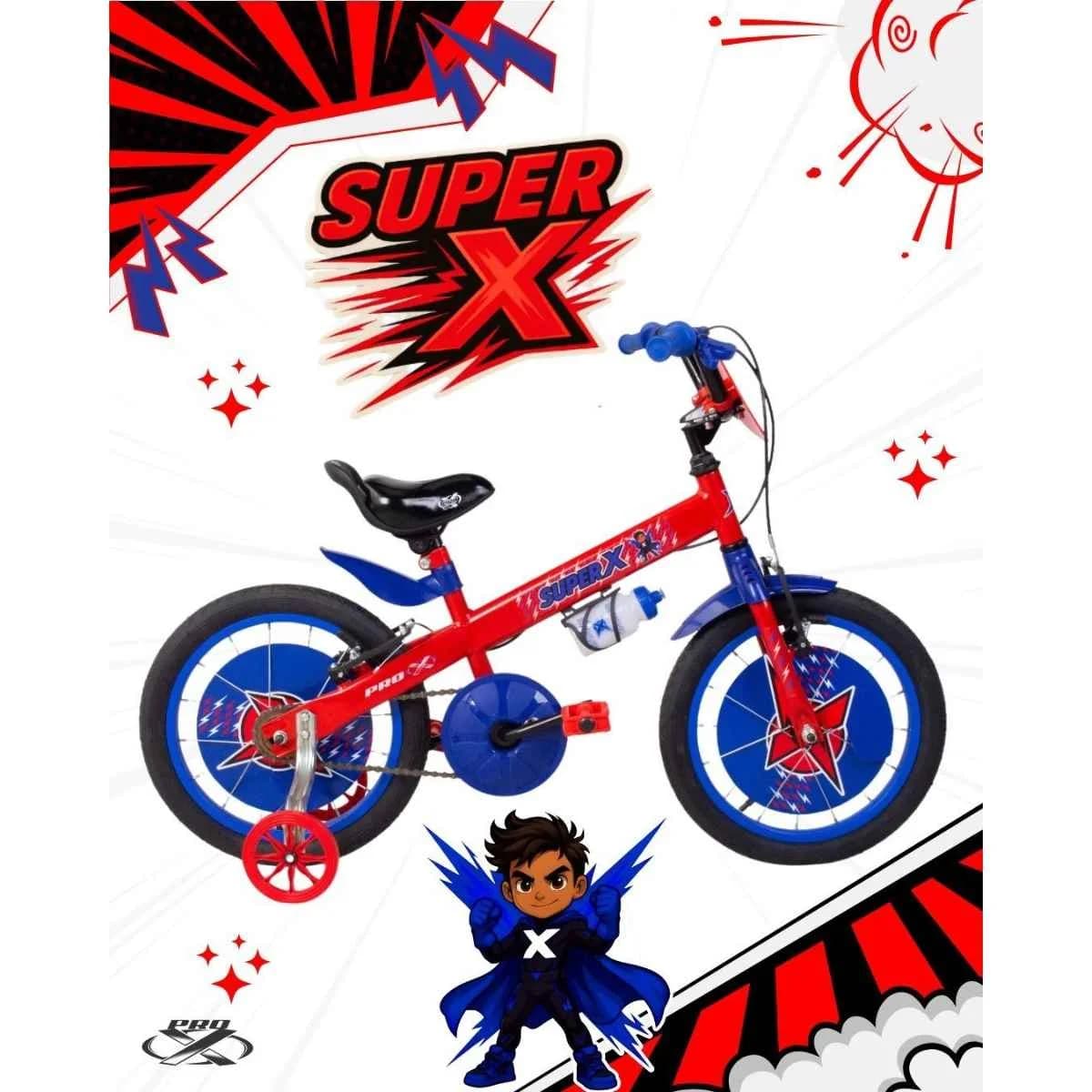 Bicicleta Aro 16 Pro-X Super X - Vermelha e Azul