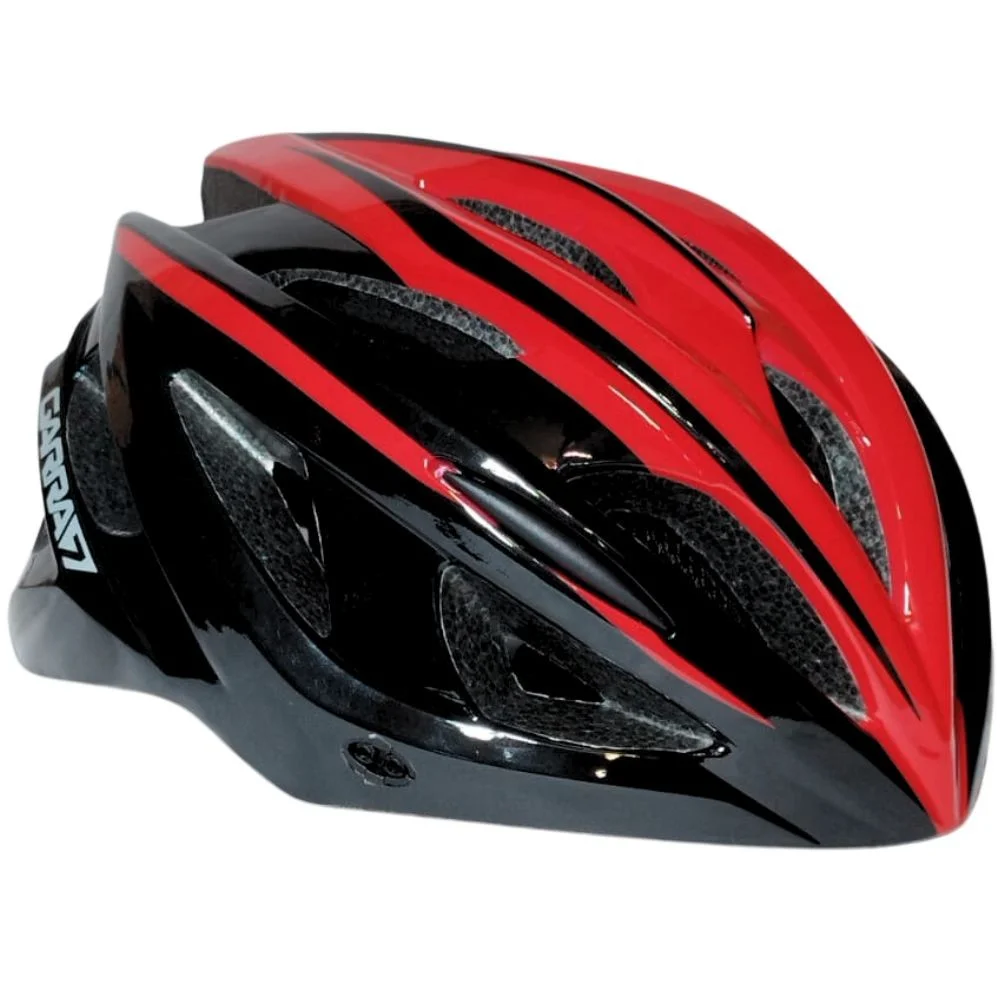 Capacete Bike Garra7 Preto e Vermelho Com Led - M