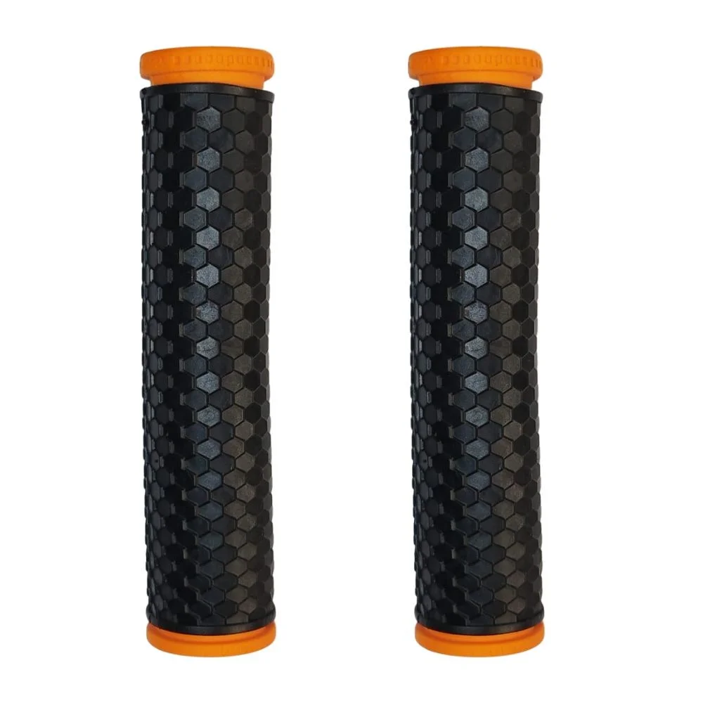 Manopla Bike Power Anel Color Preto e Laranja Borracha 130mm