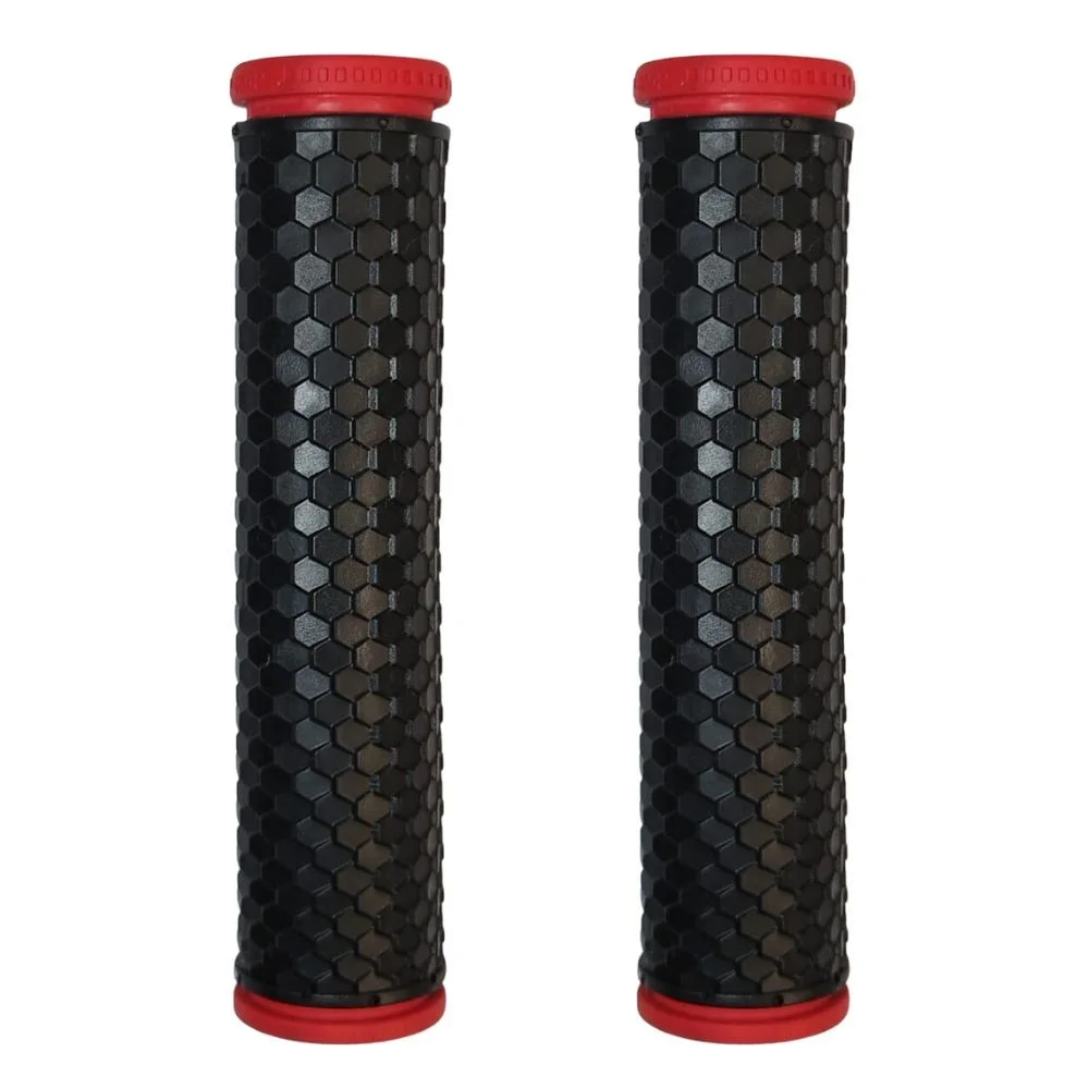 Manopla Bike Power Anel Color Preto e Vermelho Borracha 130mm
