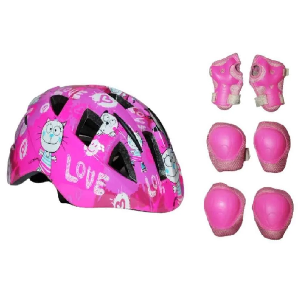 Capacete Bike Infantil Garra7 Rosa Com Cotoveleira - M