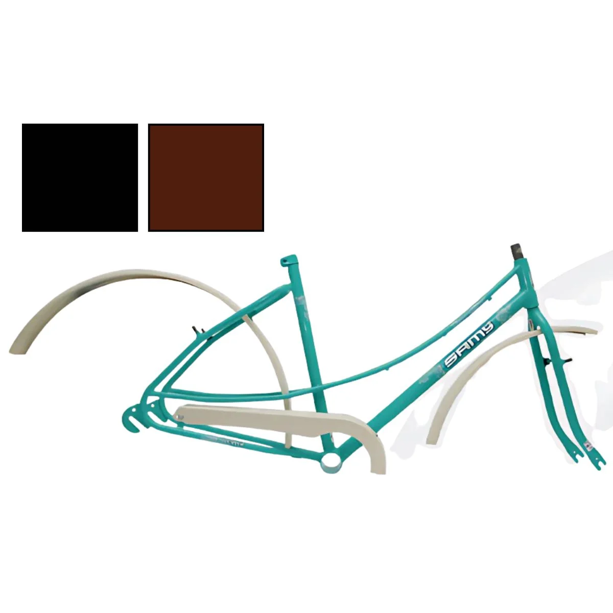 Quadro de Bicicleta Aro 26 Sammy Milla Preto Fosco e Marrom