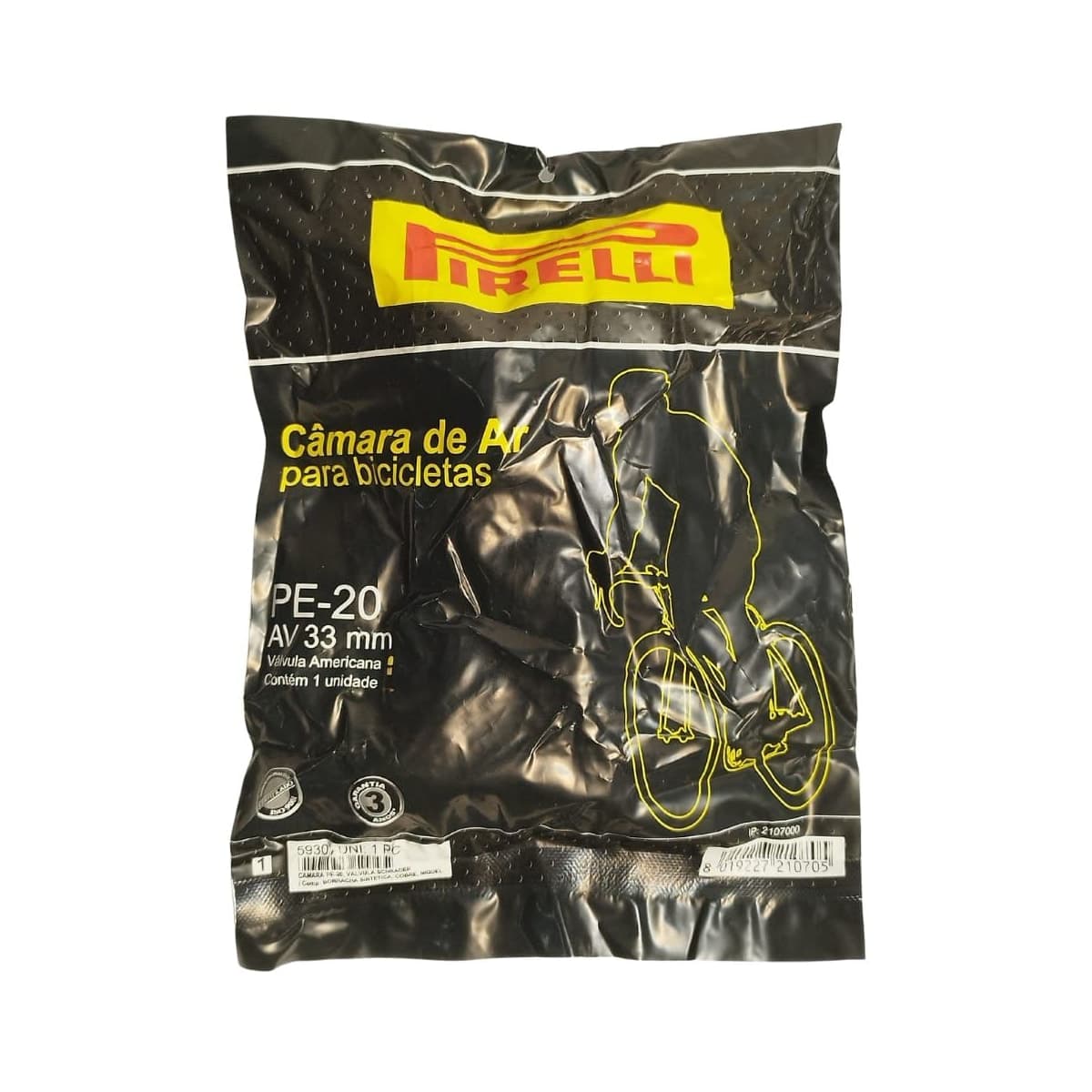 Câmara Aro 20 PE Pirelli Válvula Americana 33mm Balão