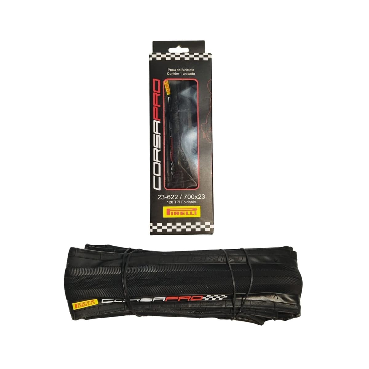 Pneu 700x23 Pirelli 120 TPI - Corsa Pro Preto Kevlar