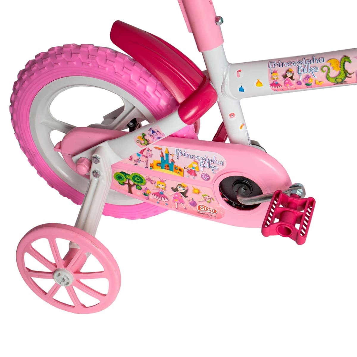 Bicicleta Aro 12 Styll Princesinha Branco Rosa