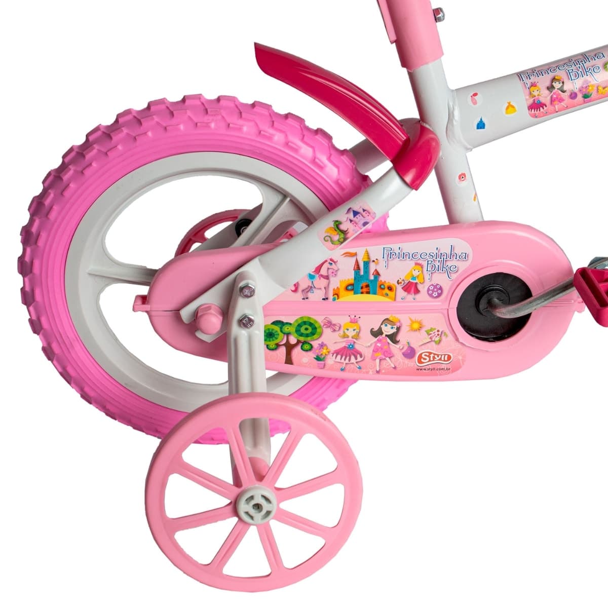 Bicicleta Aro 12 Styll Princesinha Branco Rosa