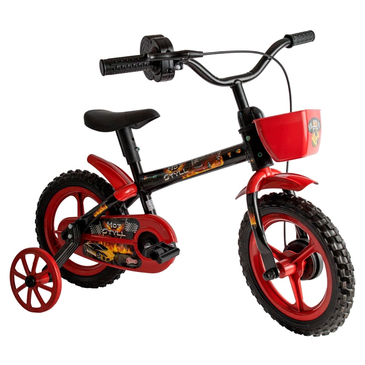Bicicleta Aro 12 Styll Hot Preto Vermelho