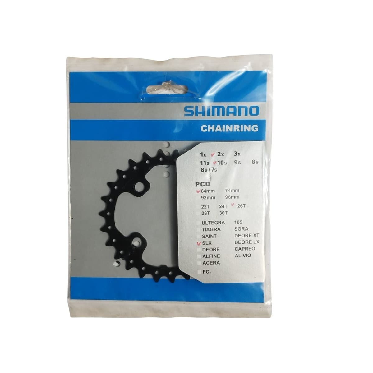 Coroa Single Shimano SLX 26 Dentes Aço BCD 64