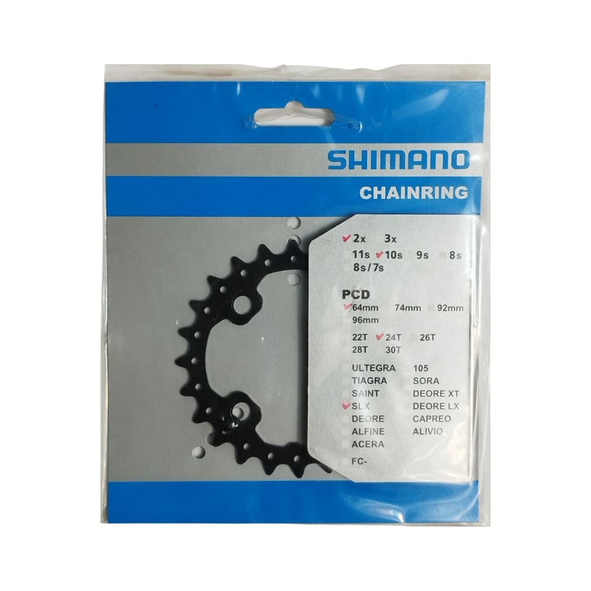 Coroa Single Shimano SLX 24 Dentes Aço BCD 64