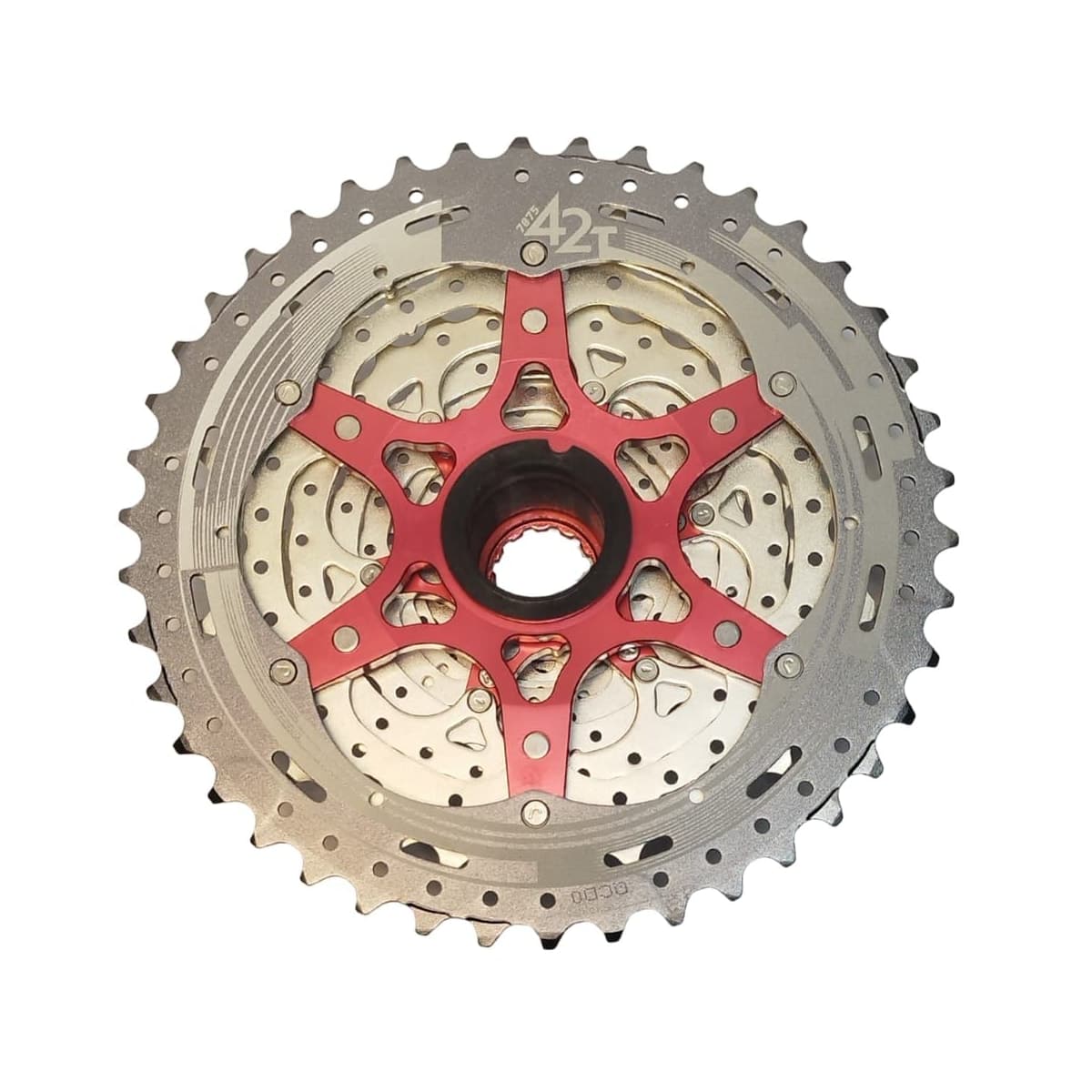 Cassete 11 Velocidades Sunrace MX8 Index Cromado com Aranha Vermelha 11/42D