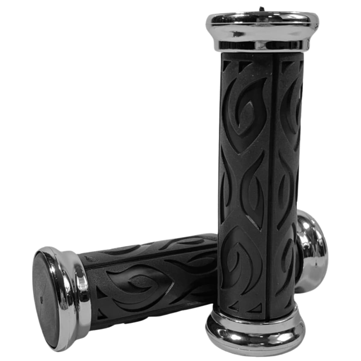 Manopla Bike Wester Adventure Preto Com Anel Cromado Borracha 120mm