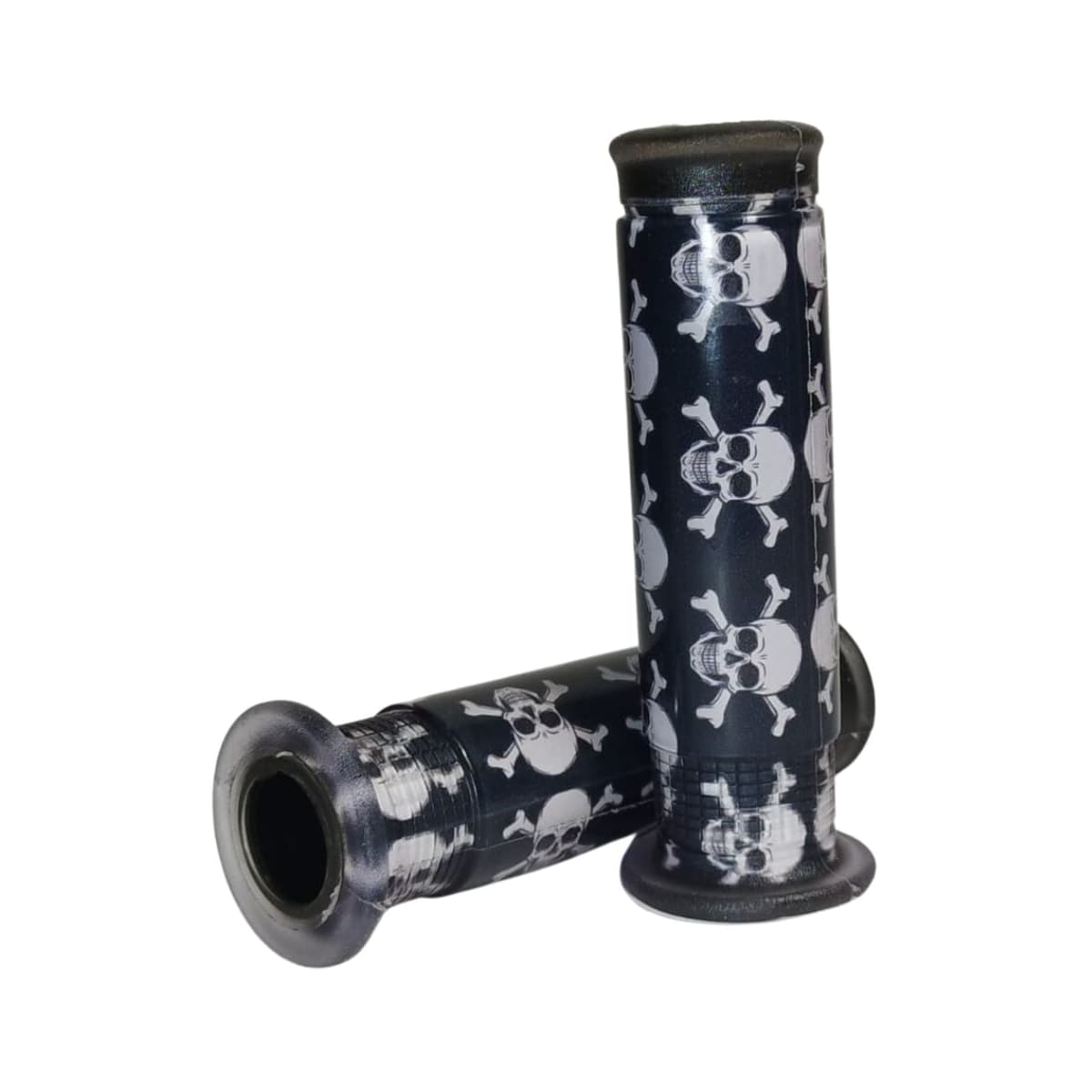 Manopla Bike Neopak Top Caveira Preto e Branco Silicone 125mm