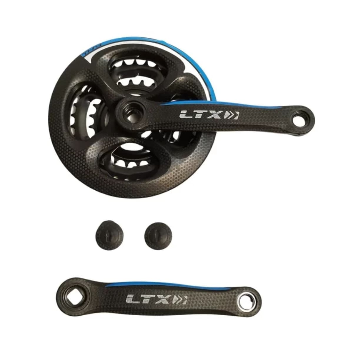 Pedivela Aço Triplo LTX 24/34/42D Index Reduzido Preto 175mm Ponta Quadrada Com Protetor Azul