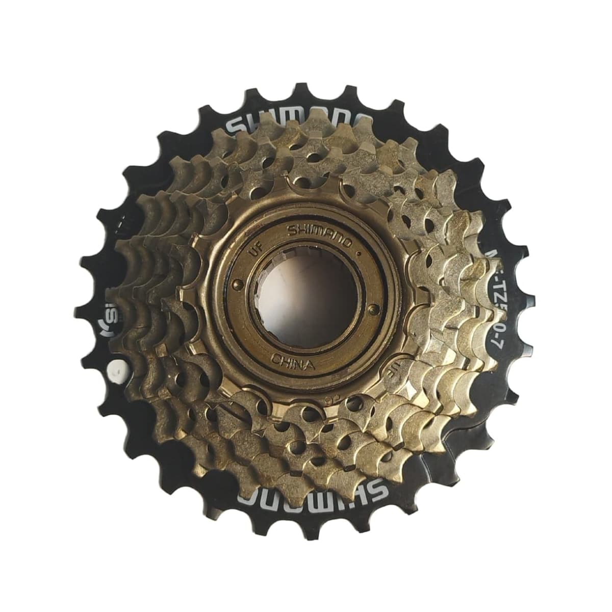 Roda Livre Catraca 7V Shimano TZ-500 Index Marrom com Preto 14/28D