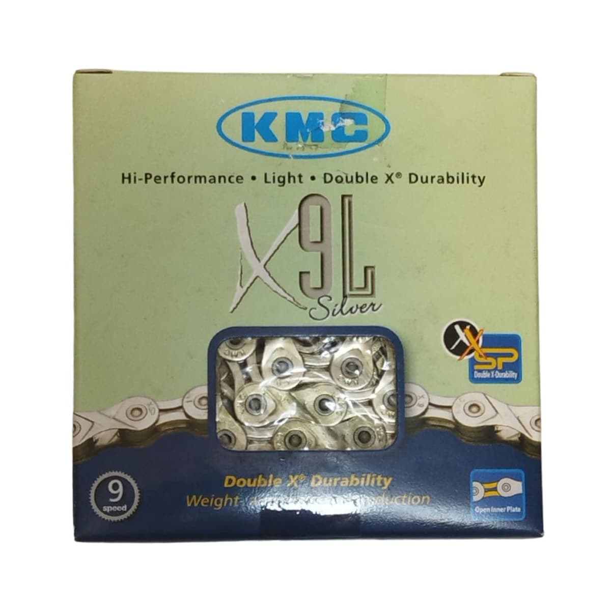 Corrente Fina KMC X9-L 1/2x11/128 116 Elos Prata Index 9V Semi-Vazada
