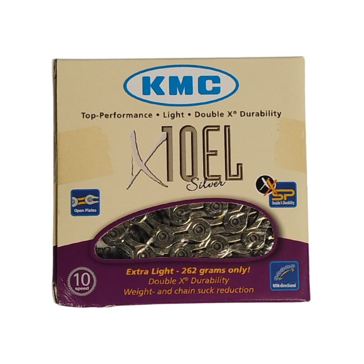 Corrente Fina KMC X10-EL 1/2x11/128 116 Elos Prata Index 10V Vazada