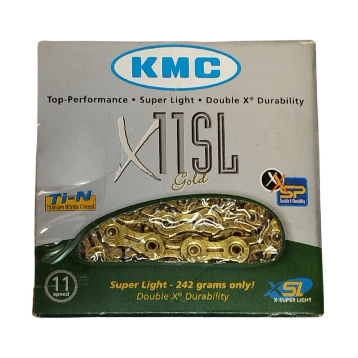 Corrente Fina KMC X11-SL 1/2x11/128 116 Elos Dourado Index 11V Vazada