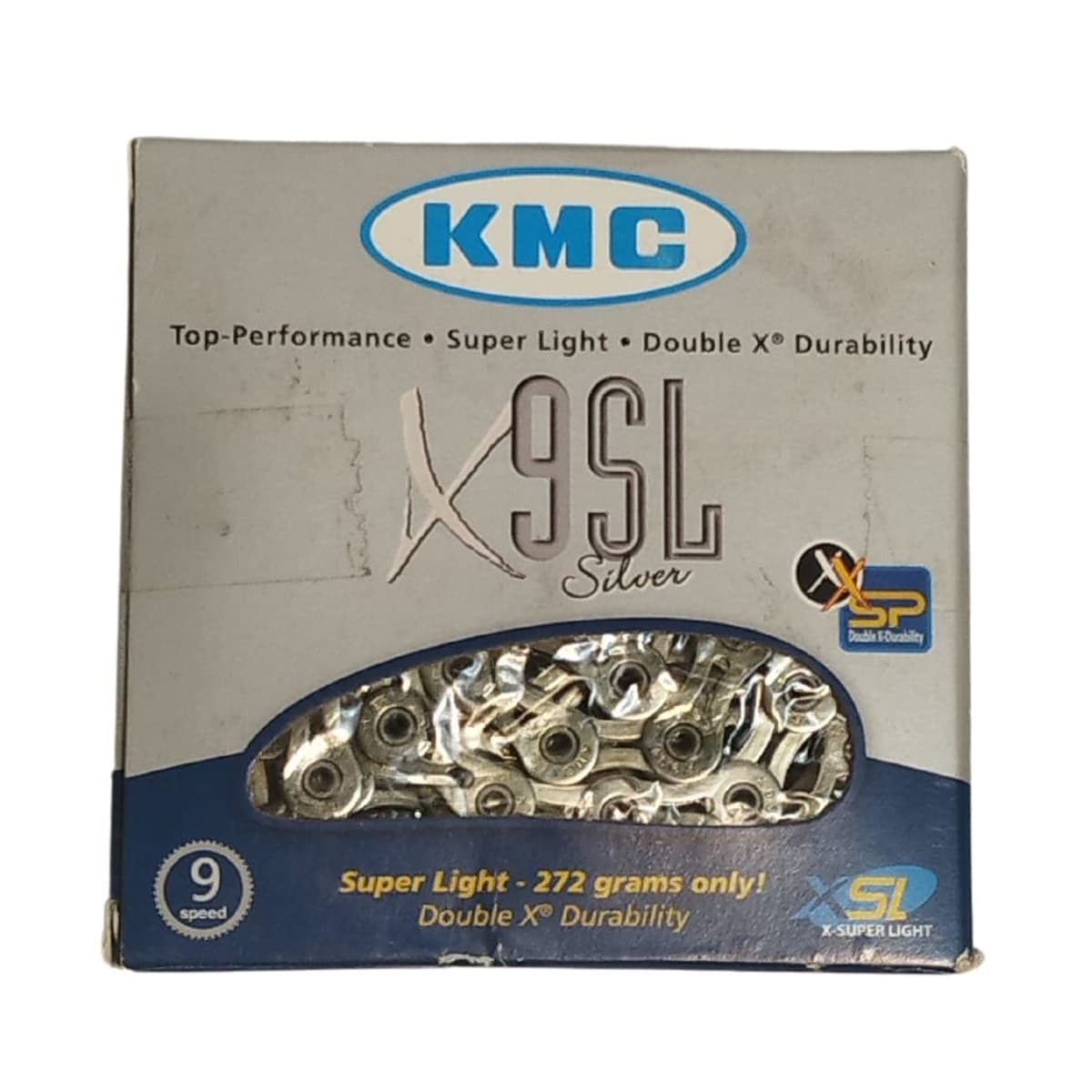Corrente Fina KMC X9-SL 1/2x11/128 116 Elos Prata Index 9V Vazada