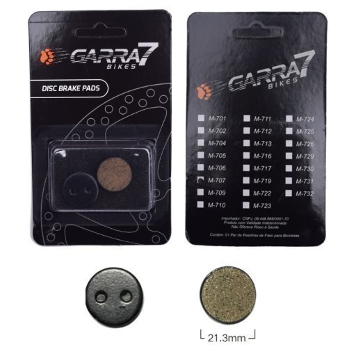Pastilha Freio de Bicicleta Garra7 M707 Semi Metálico