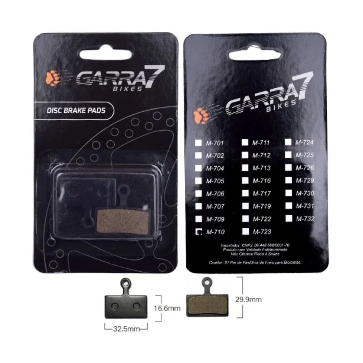 Pastilha Freio de Bicicleta Garra7 M-710 Metálico