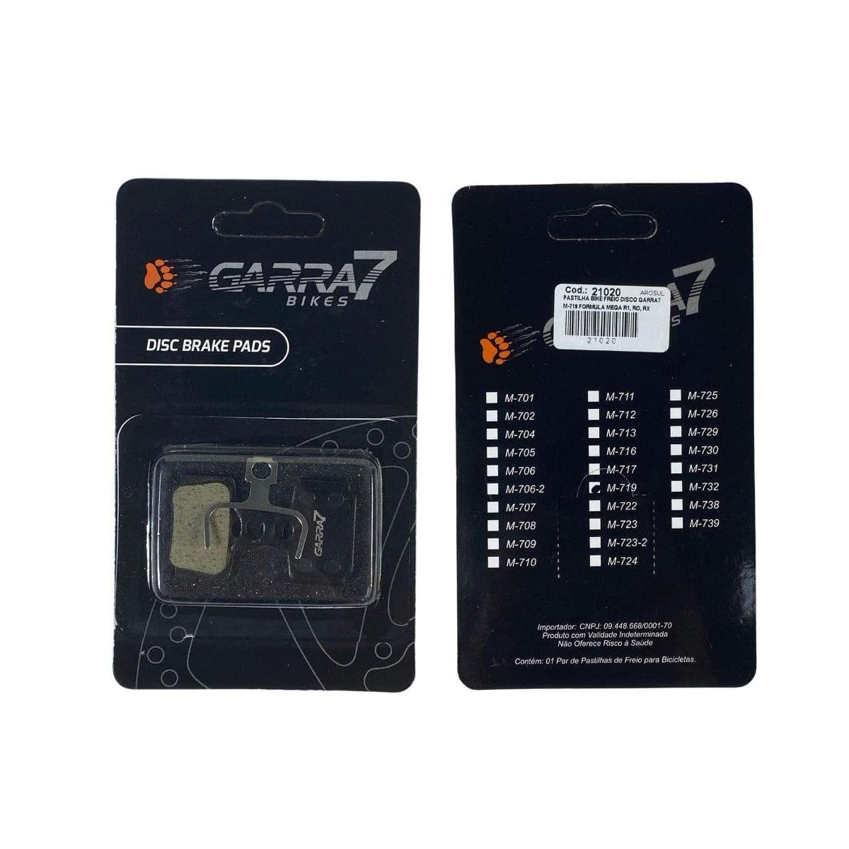 Pastilha Freio de Bicicleta Garra7 M-719 Semi Metálico