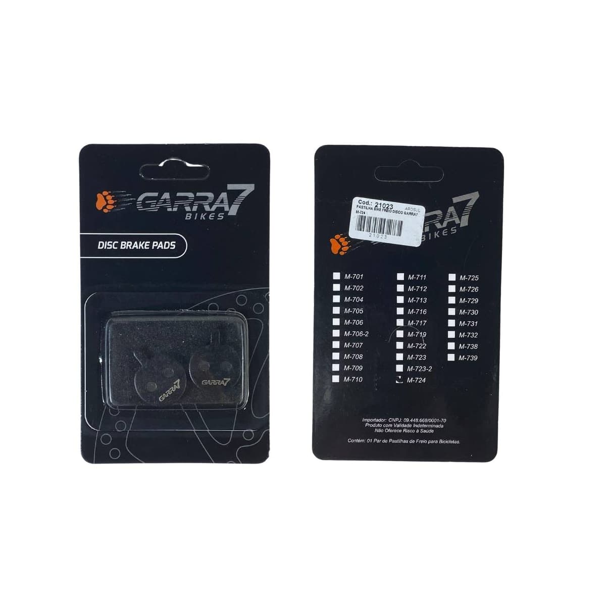 Pastilha Freio de Bicicleta Garra7 M-724 Semi Metálico