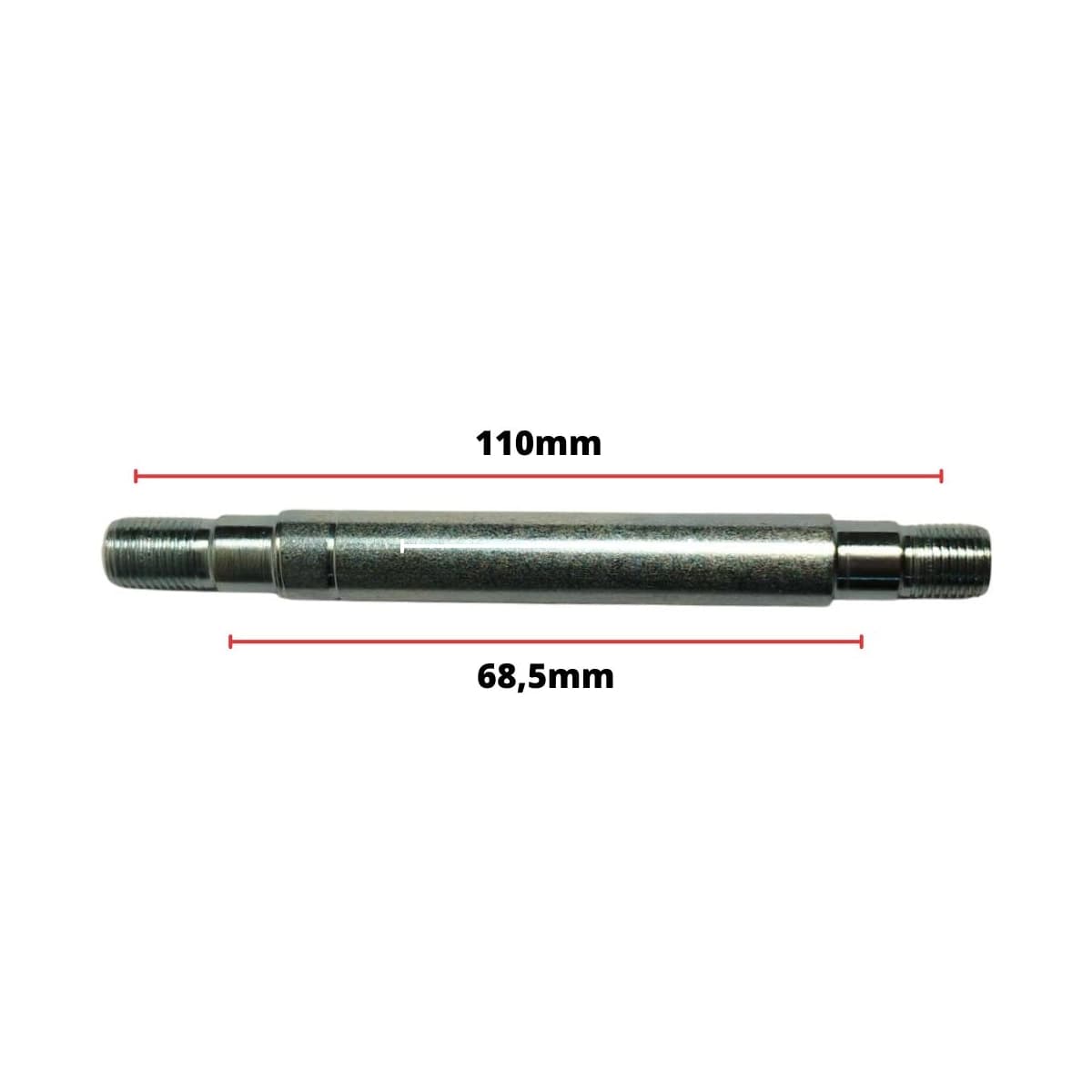 Eixo Dianteiro Furado Nek Bravo1 110mm Aço Prata Grosso 3/8