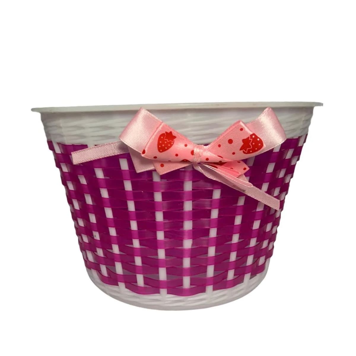 Cesta Bicicleta Infantil Plástica 12/16 Rosa com lacinho