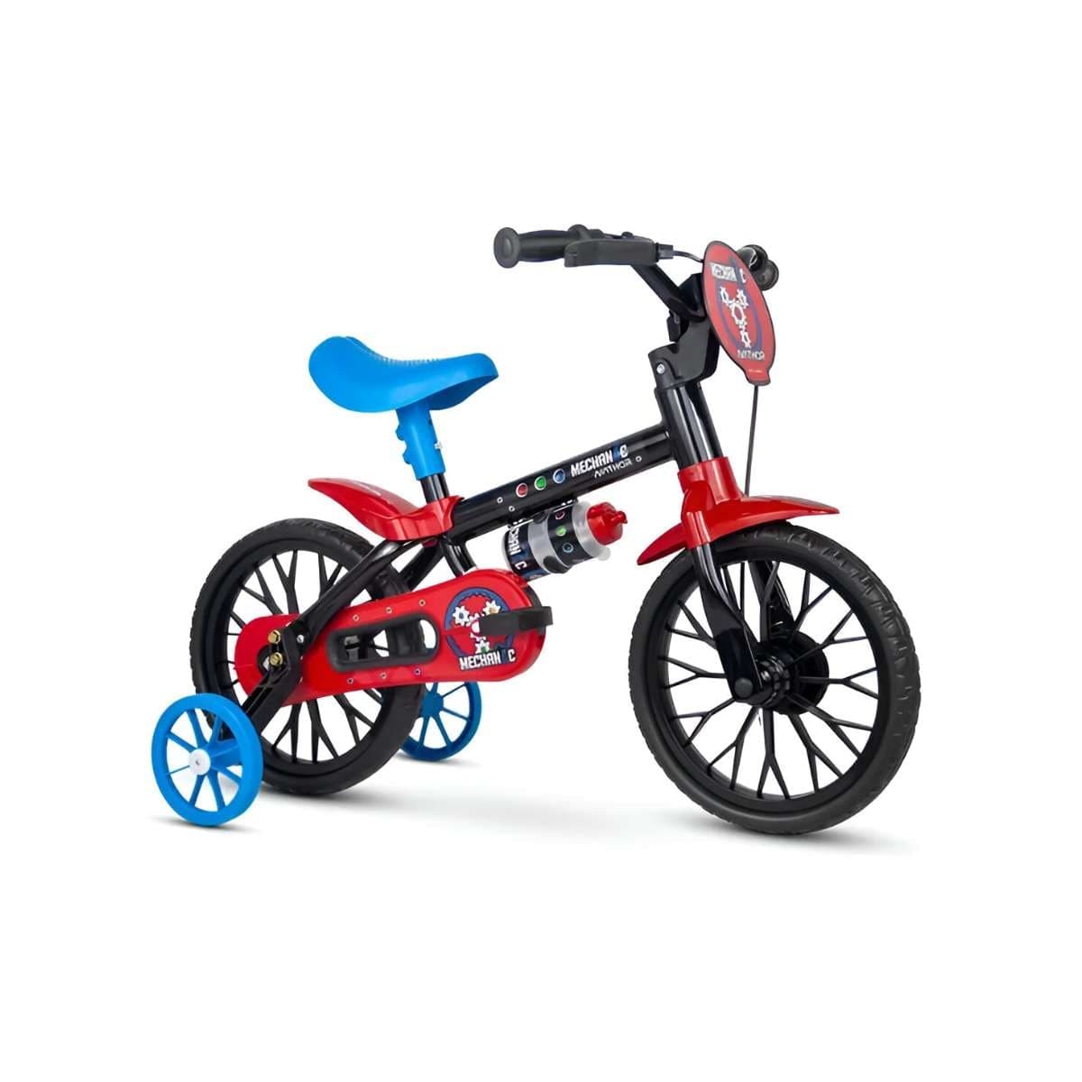 Bicicleta Aro 12 Nathor Mechanic Preto, Vermelho e Azul