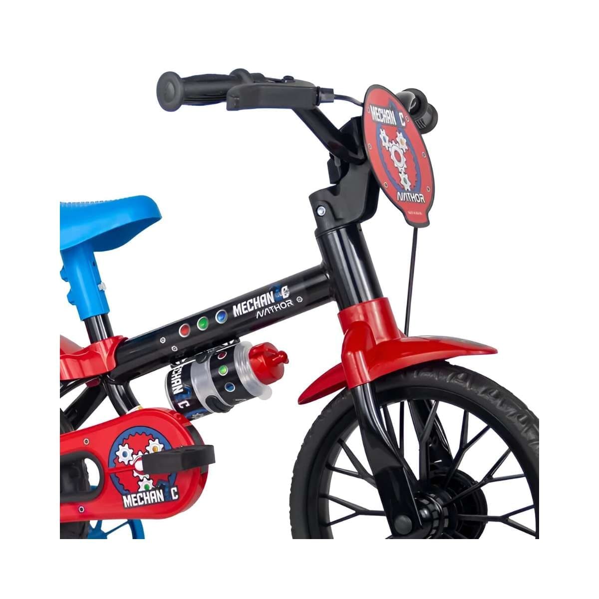 Bicicleta Aro 12 Nathor Mechanic Preto, Vermelho e Azul
