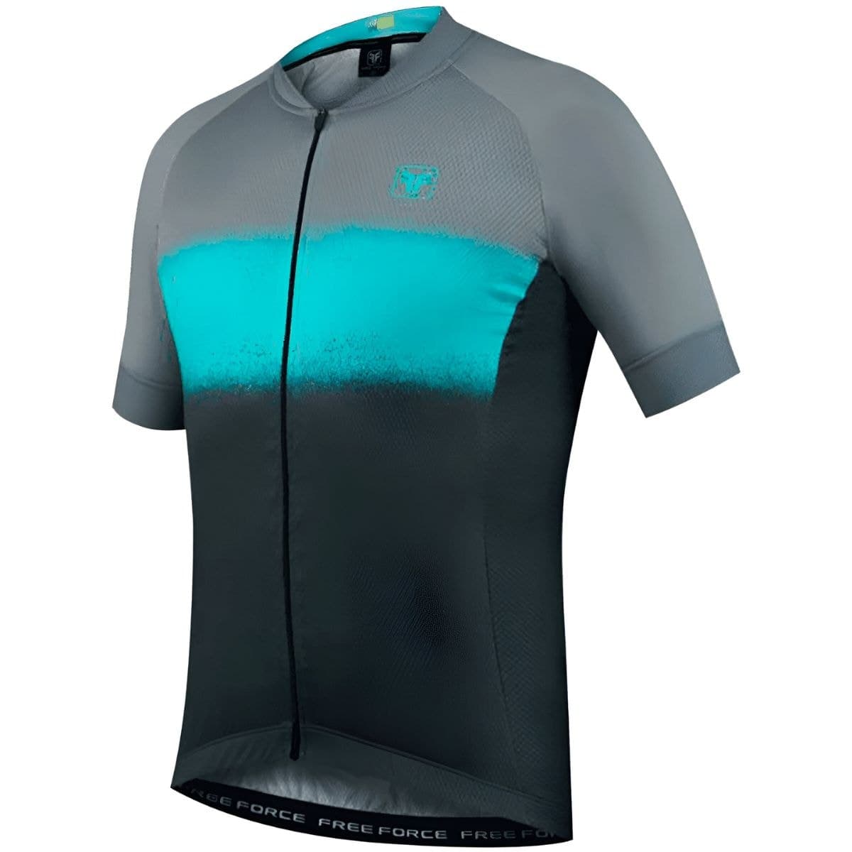 Camiseta Ciclismo Masculina Free Force Sport Cinza Azul Fluor