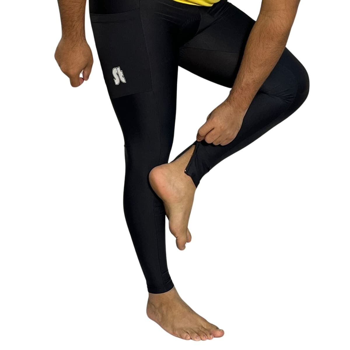 Calça Ciclismo Masculina Stroll Preto Bolso e Ziper