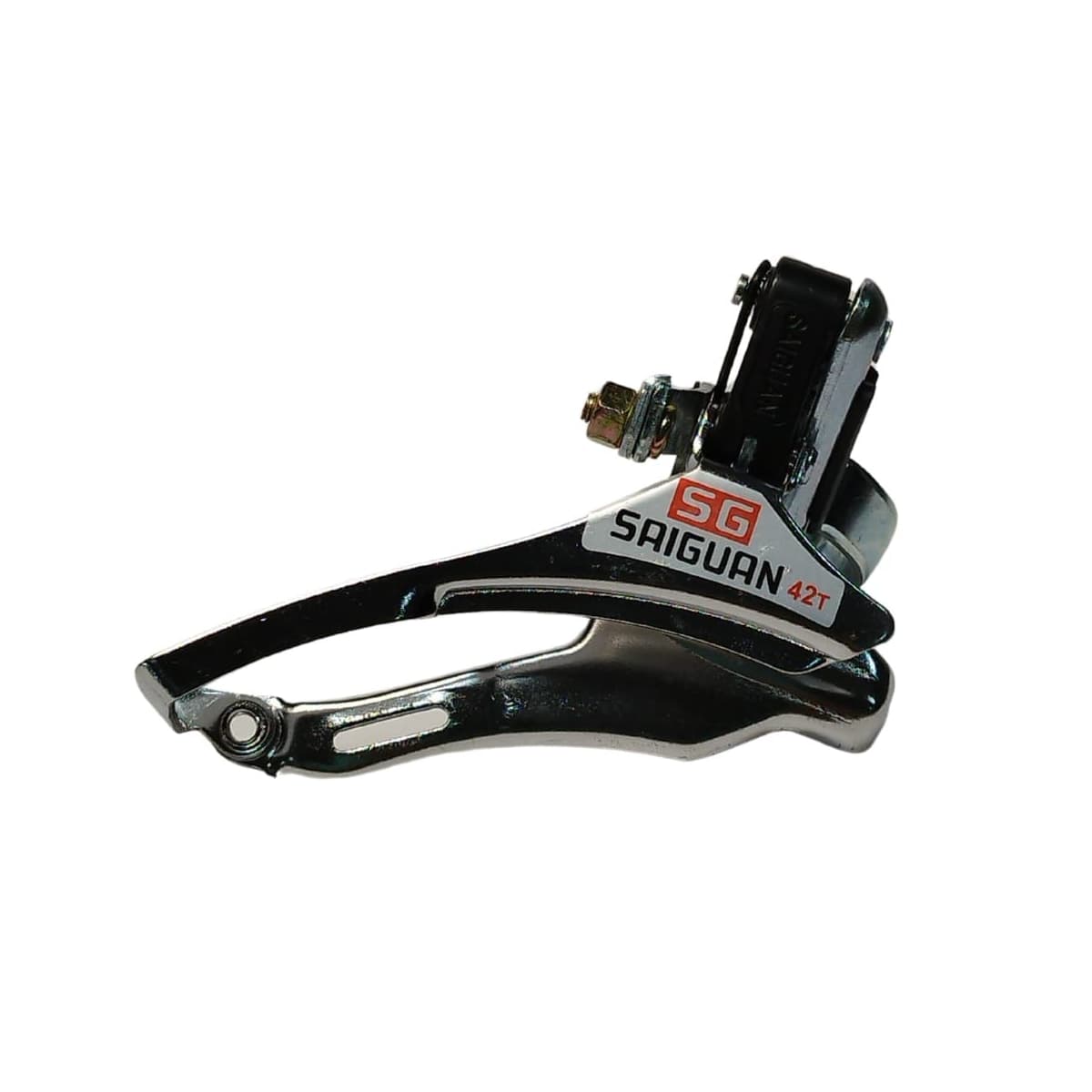 Cambio Dianteiro Saiguan QD-08A  28,6mm Puxa Por Cima Cromado Para Pedivela Reduzido