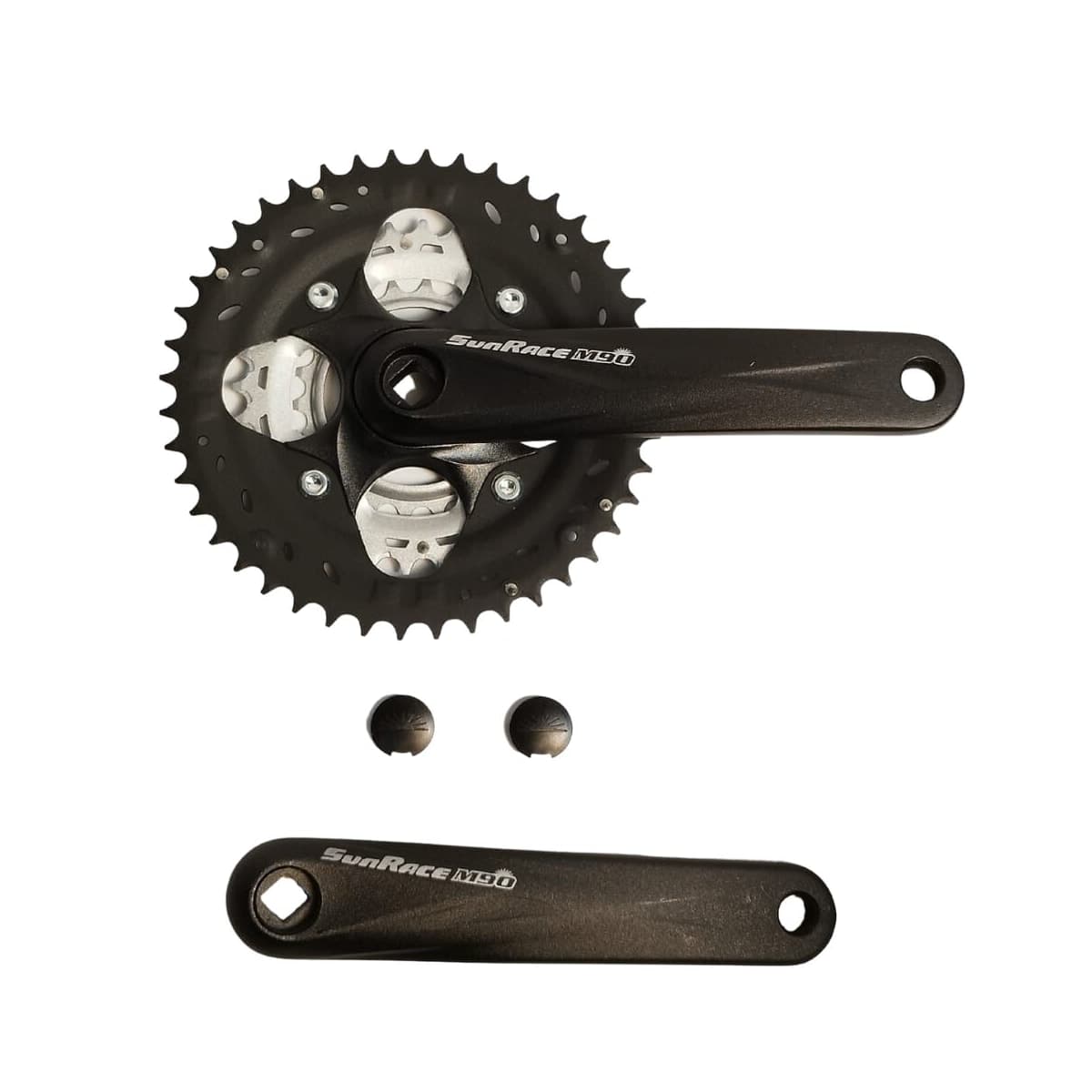 Pedivela Alumínio Triplo Sunrace M904 22/32/44/D Preto 175mm Ponta Quadrada