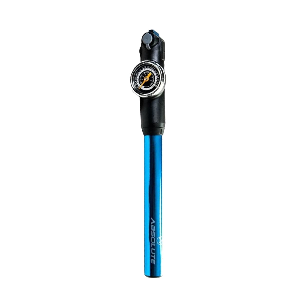 Mini Bomba de Ar Bicicleta Absolute Prime Azul Bico Duplo Com Manômetro