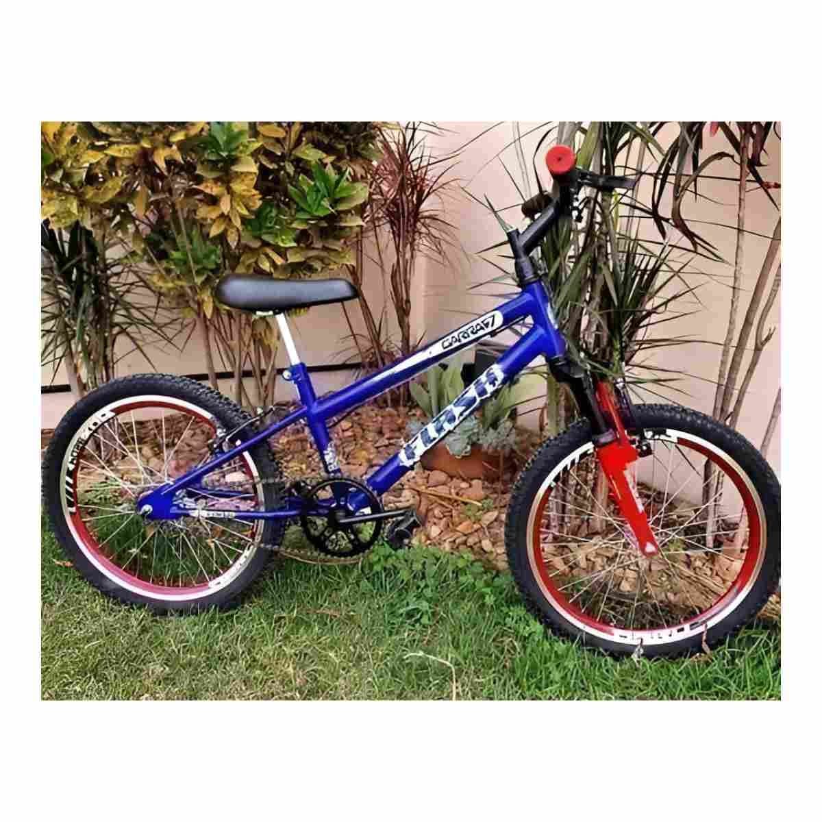 Bicicleta Aro 20 Garra7 Flash Azul Com Suspensão Vermelho