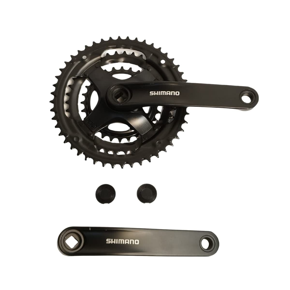 Pedivela Alumínio Triplo Shimano Tourney TY-301 28/38/48D Preto 170mm Ponta Quadrada