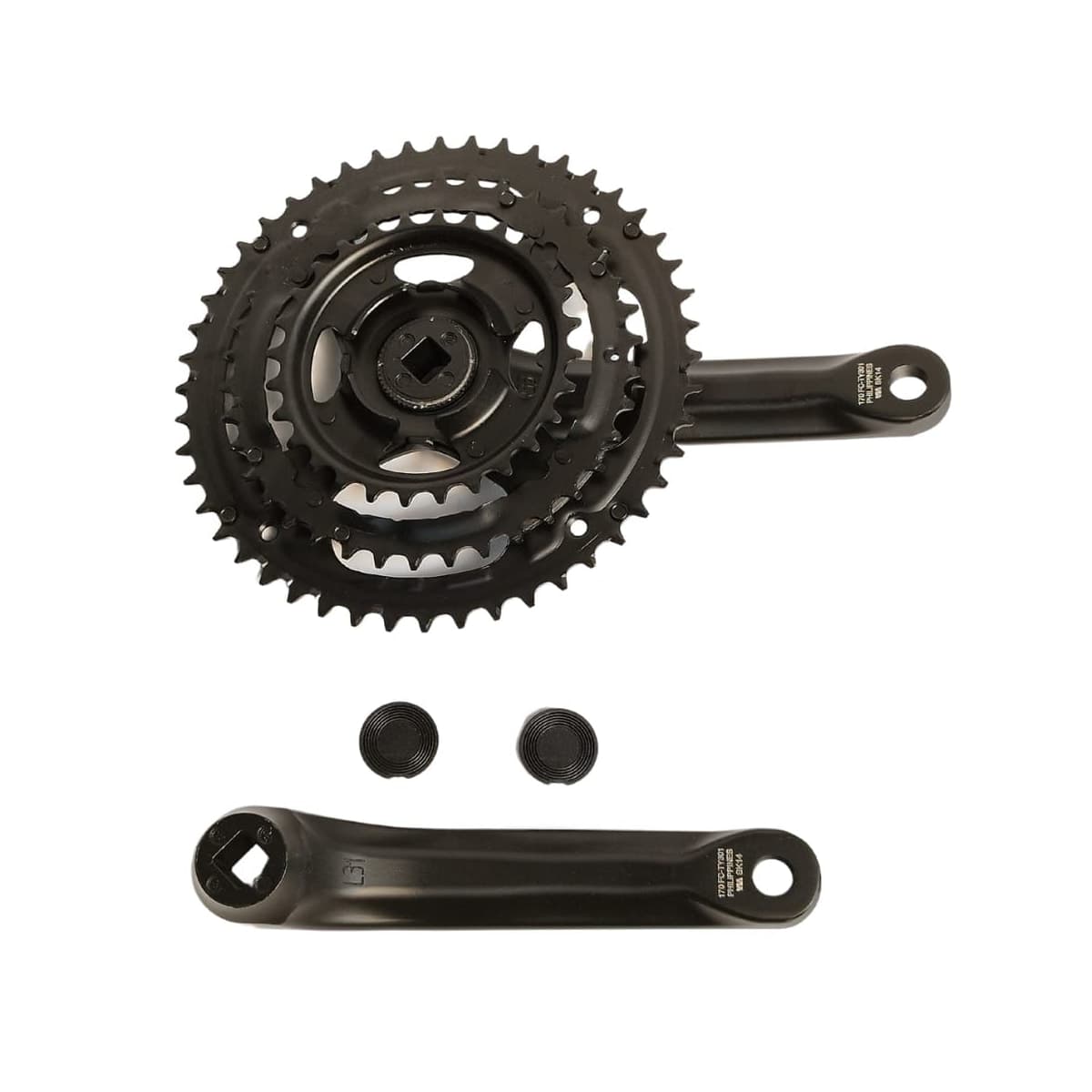 Pedivela Alumínio Triplo Shimano Tourney TY-301 28/38/48D Preto 170mm Ponta Quadrada