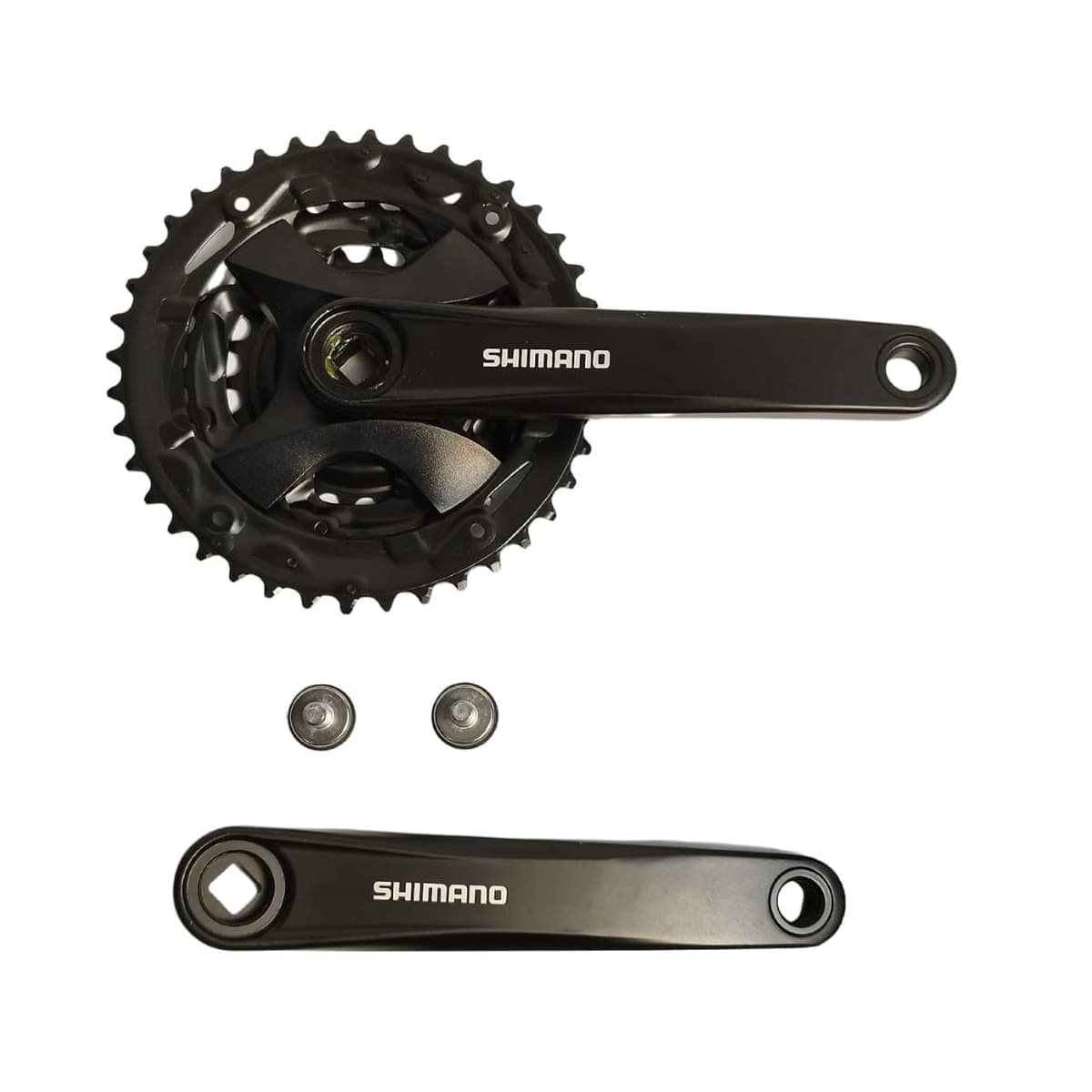 Pedivela Alumínio Triplo Shimano Altus MT-101 22/30/40D Reduzido Preto 175mm Ponta Quadrada 9V