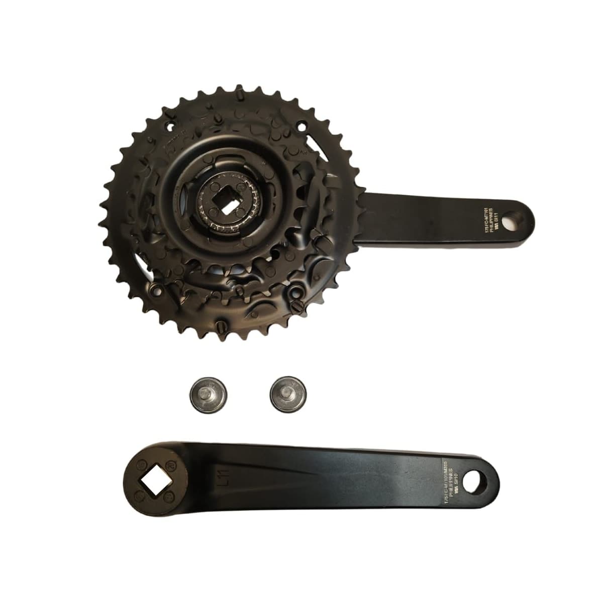 Pedivela Alumínio Triplo Shimano Altus MT-101 22/30/40D Reduzido Preto 175mm Ponta Quadrada 9V