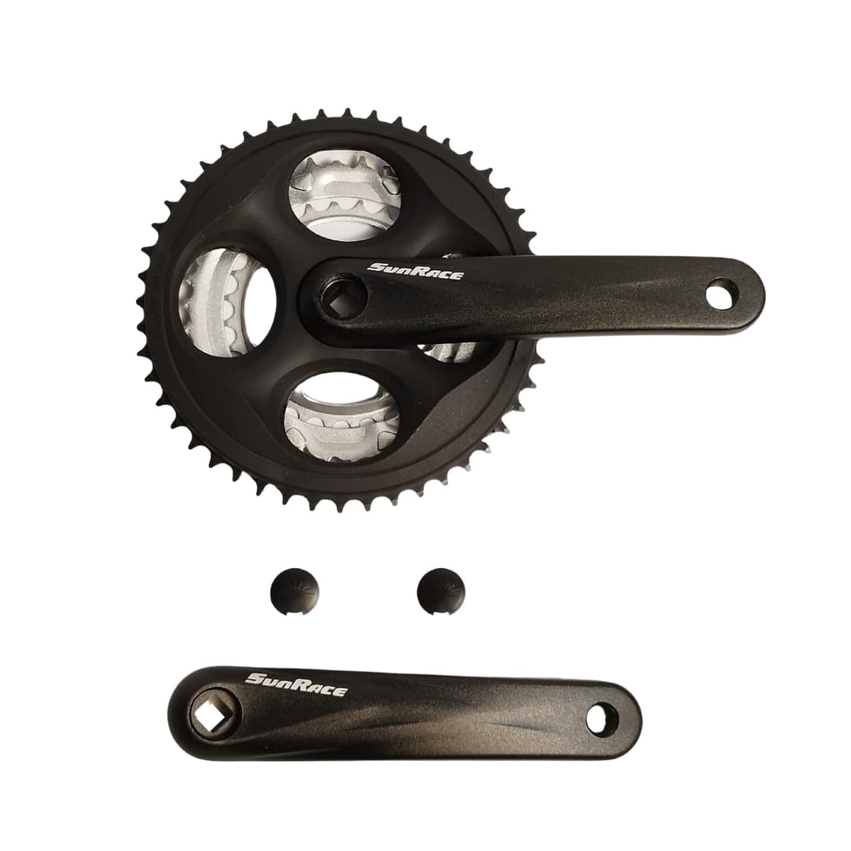 Pedivela Alumínio Triplo Sunrace M300 28/38/48D Preto 170mm Ponta Quadrada