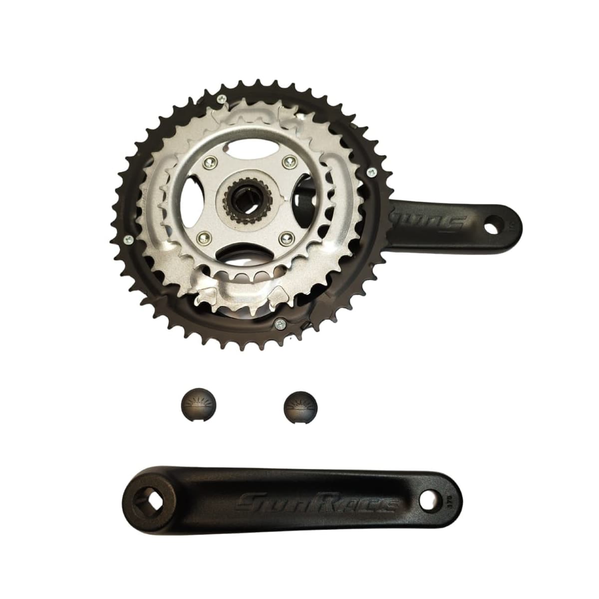 Pedivela Alumínio Triplo Sunrace M300 28/38/48D Preto 170mm Ponta Quadrada