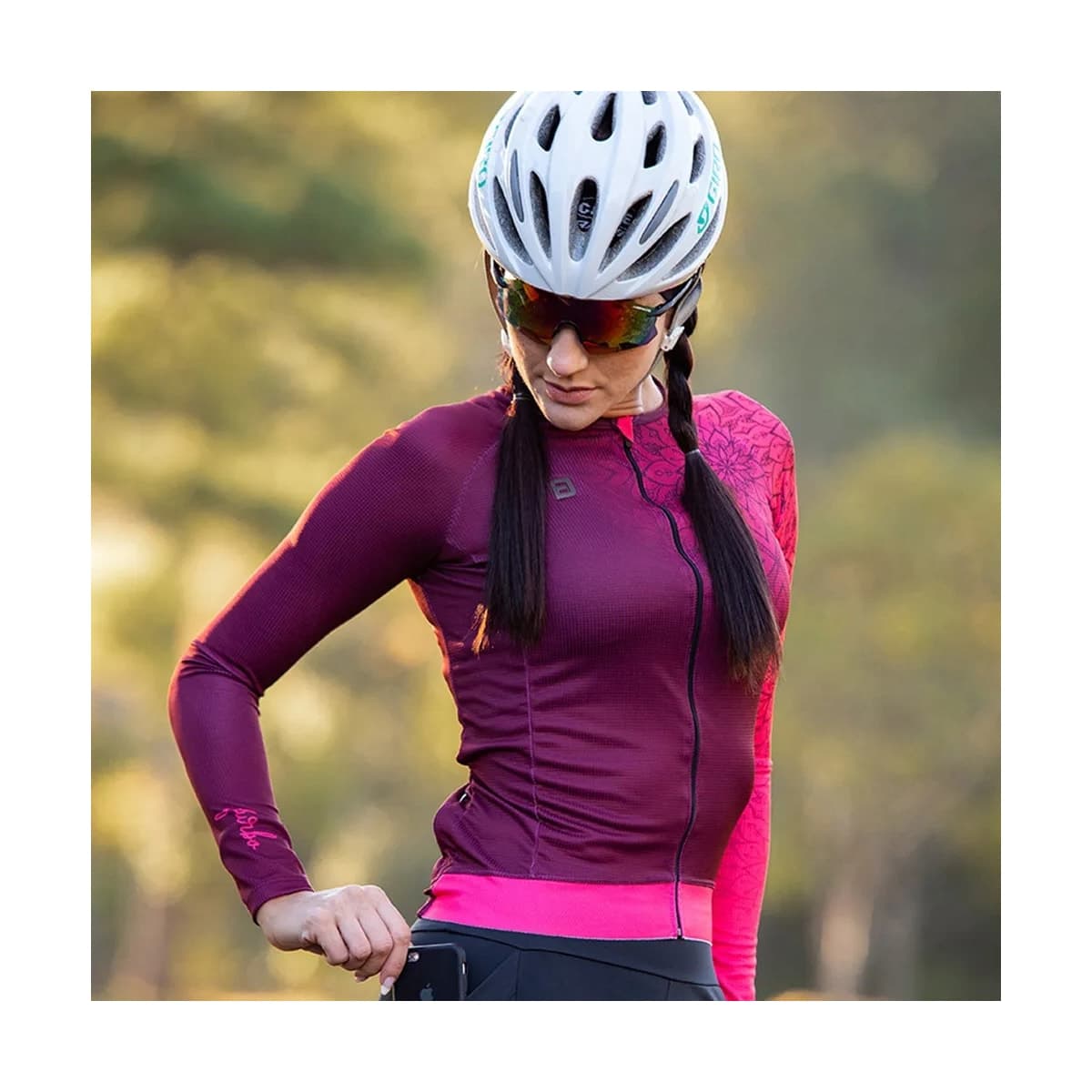 Camisa Ciclismo Feminina Furbo Manga Longa Donna Ragazza Chakra